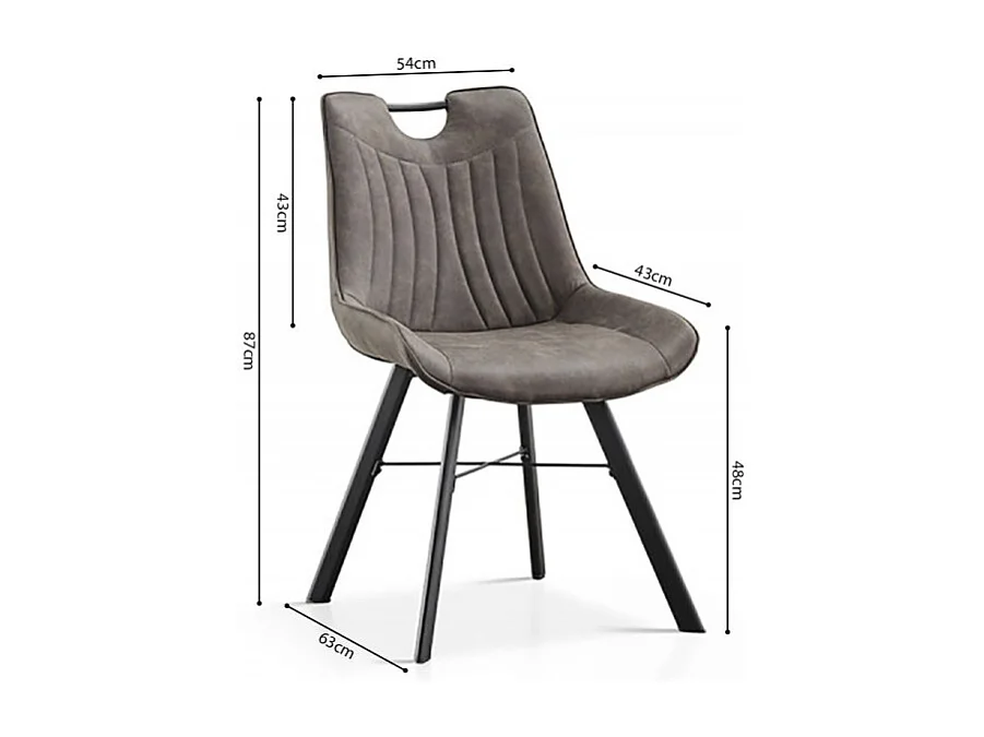 Stuhl 'Paola' PU Mikrofaser Dunkelgrau, Maße: H87 x B54 x T63 cm