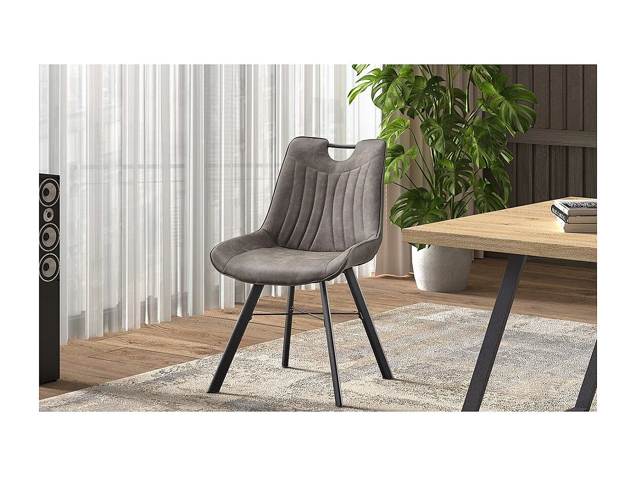 Silla 'Paola' PU Microfibra Gris Oscuro, dimensiones: H87 x L54 x P63 cm