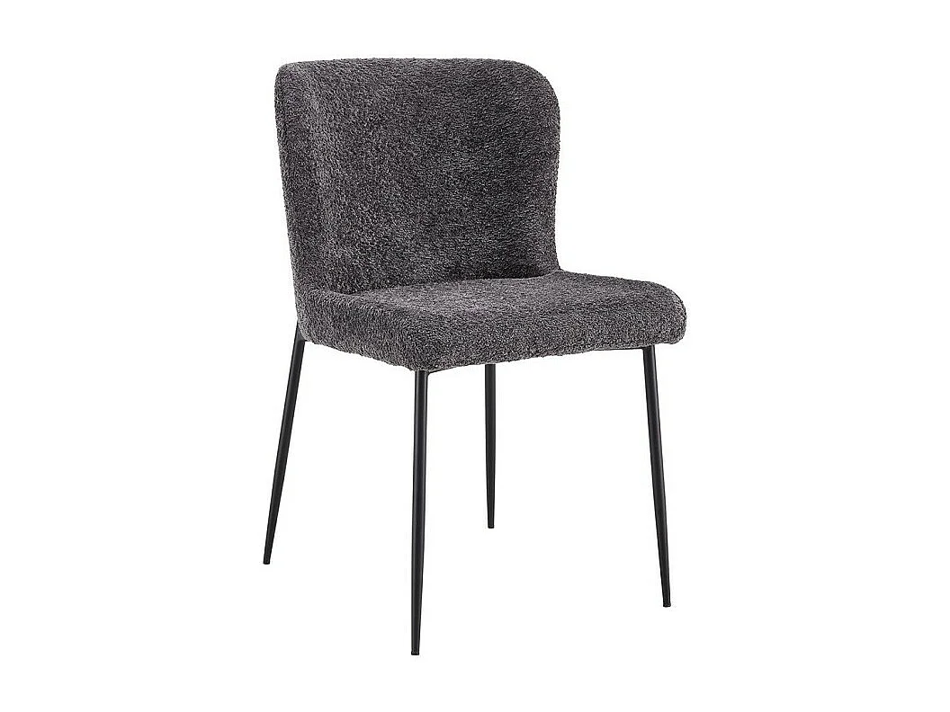 Sedia rivestita in Bouclé per sala da pranzo colore Grigio Scuro. Collezione LISE