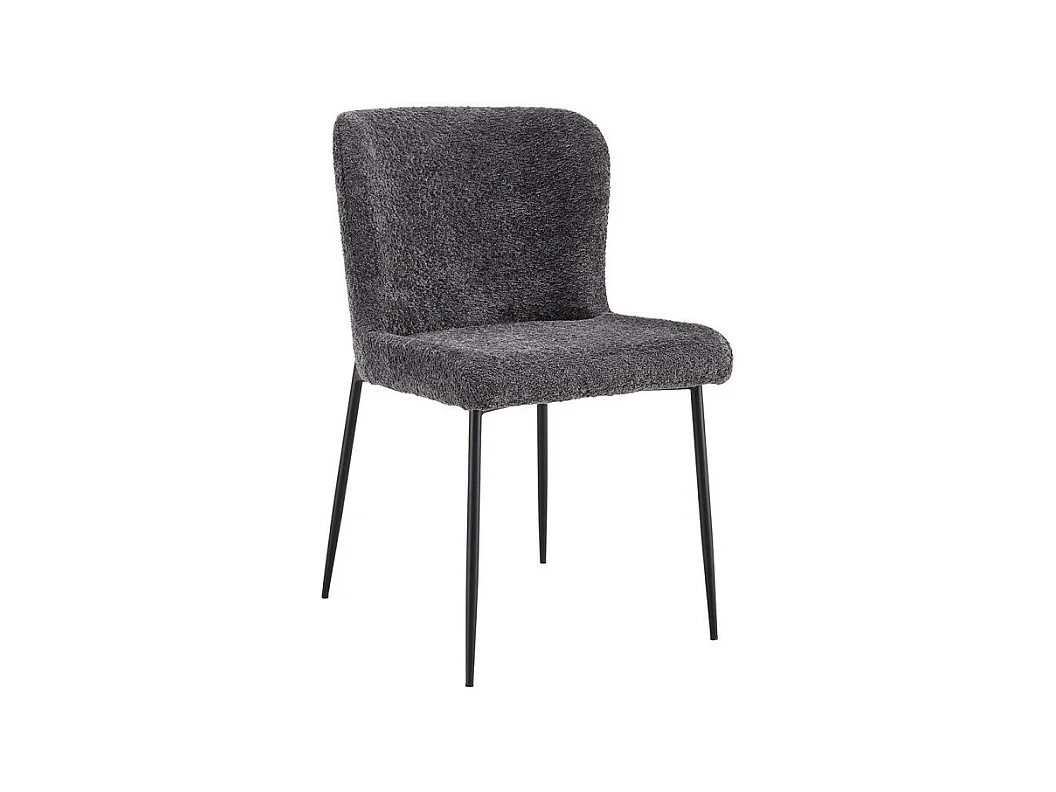 Chaise revêtement Bouclé pour salle à manger coloris Gris Foncé. Collection LISE