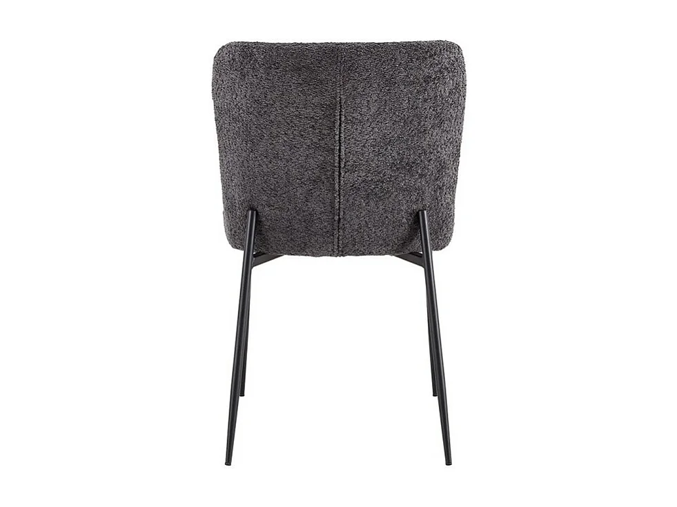 Cadeira estofada Bouclé para sala de jantar na cor Cinza Escuro. Coleção LISE