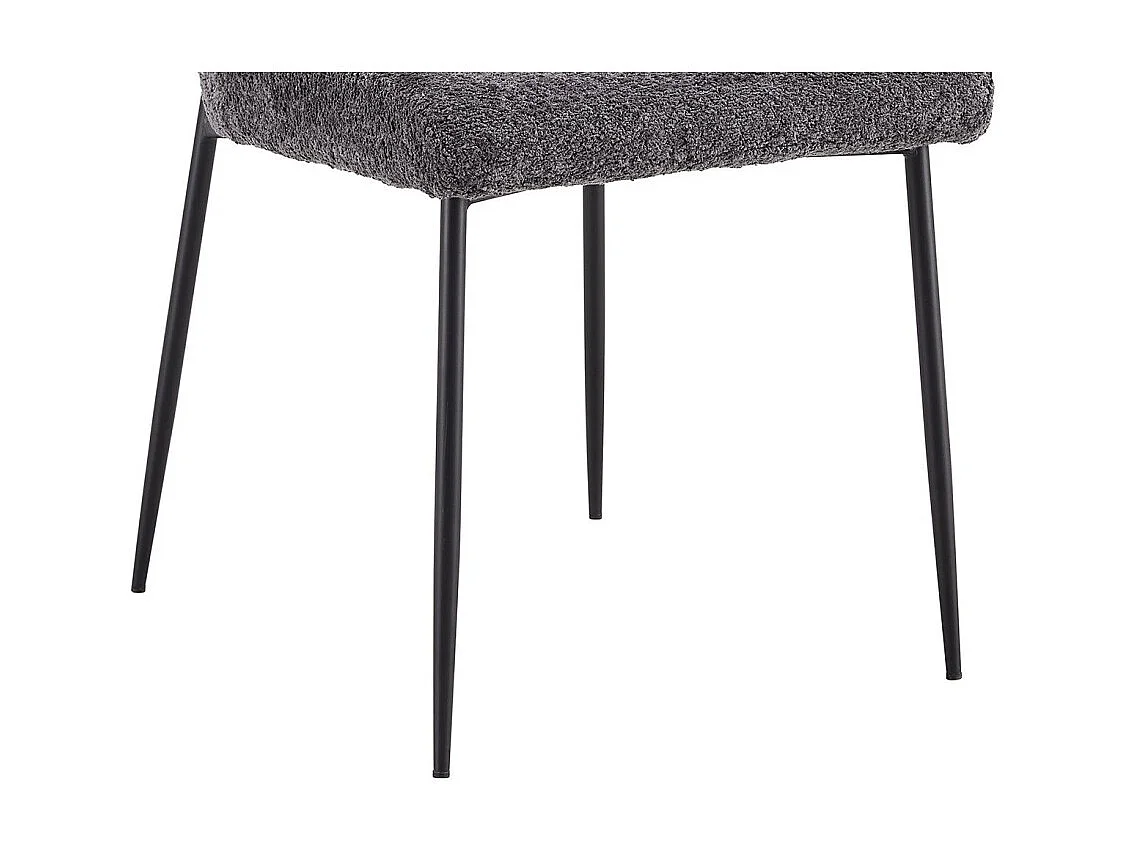 Cadeira estofada Bouclé para sala de jantar na cor Cinza Escuro. Coleção LISE