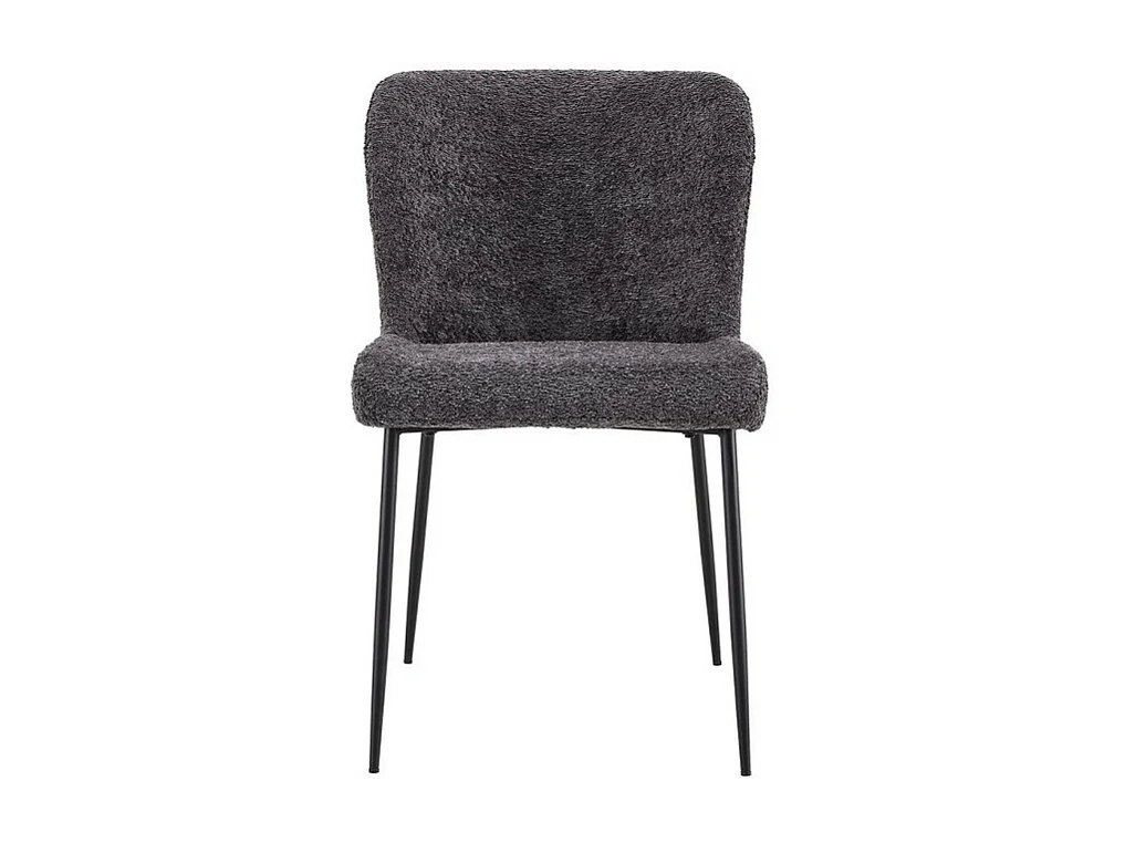 Cadeira estofada Bouclé para sala de jantar na cor Cinza Escuro. Coleção LISE