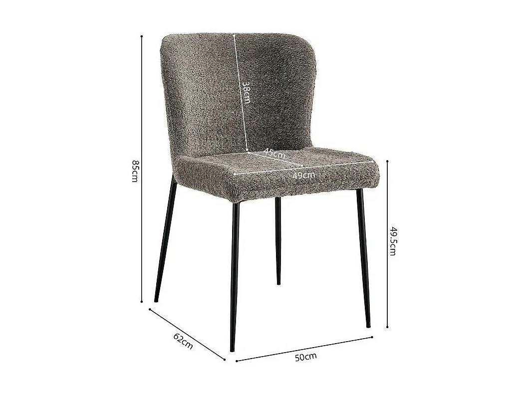 Cadeira revestida em Bouclé para sala de jantar na cor Areia. Coleção LISE