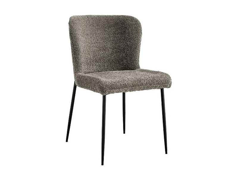 Chaise revêtement Bouclé pour salle à manger coloris Sable. Collection LISE