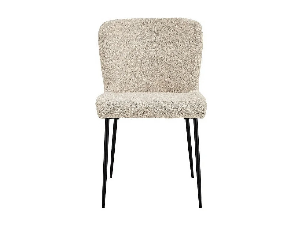 Stoel met Bouclé bekleding voor eetkamer in beige kleur. Collectie LISE