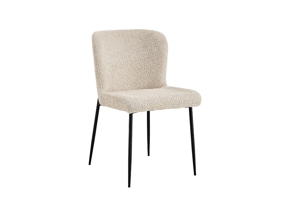 Stuhl mit Bouclé-Bezug für das Esszimmer in Beige. Kollektion LISE