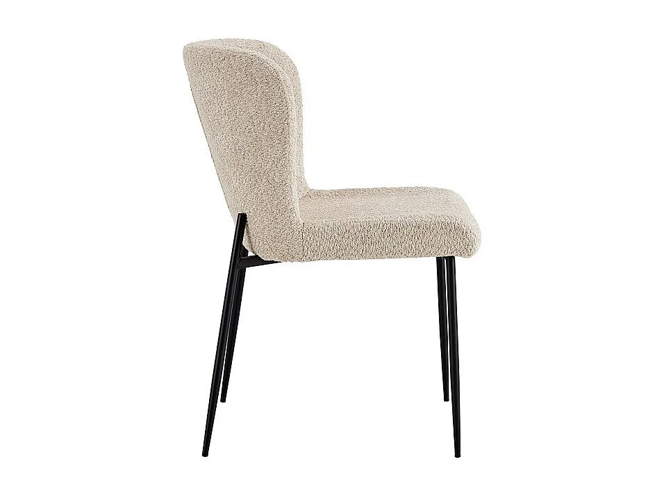 Cadeira com revestimento Bouclé para sala de jantar na cor Bege. Coleção LISE
