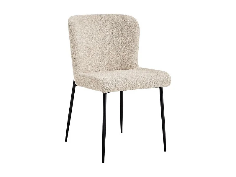 Stoel met Bouclé bekleding voor eetkamer in beige kleur. Collectie LISE