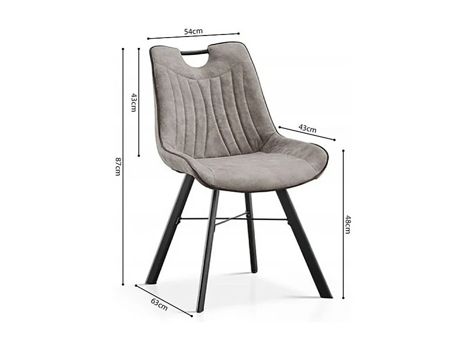 Stuhl 'Paola' PU Mikrofaser Hellgrau, Maße: H87 x B54 x T63 cm