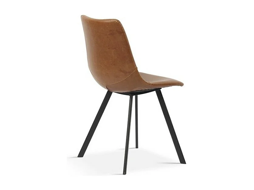 Chaise OSLO – PU cognac – Pieds métal – Design moderne