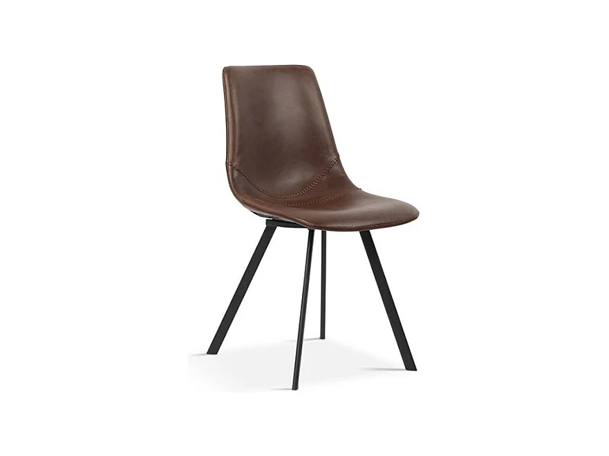 Chaise OSLO – PU brun – Pieds métal – Design moderne