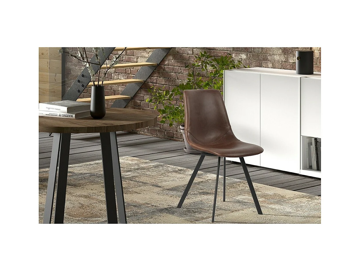 Stuhl 'OSLO' PU Braun, Maße: H84 x B44 x T57 cm