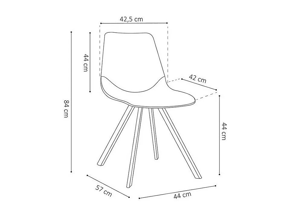 Stoel 'OSLO' PU Bruin, afmetingen: H84 x B44 x D57 cm
