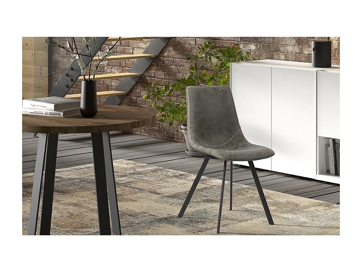 Chaise 'OSLO' PU Gris, dimensions : H84 x L44 x P57 cm