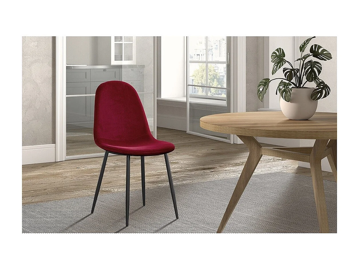 Chaise 'Boï' Velours Bordeaux