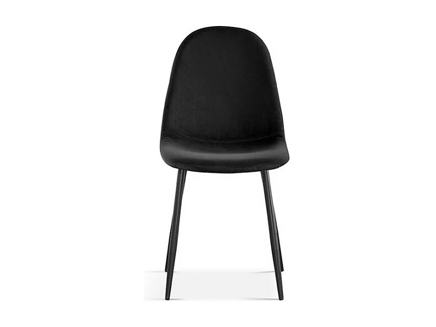 Chaise BOÏ – Velours noir – Pieds métal noir – Design moderne