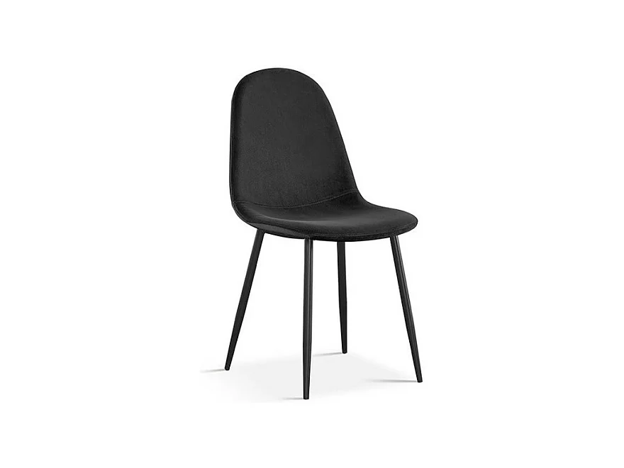 Chaise BOÏ – Velours noir – Pieds métal noir – Design moderne