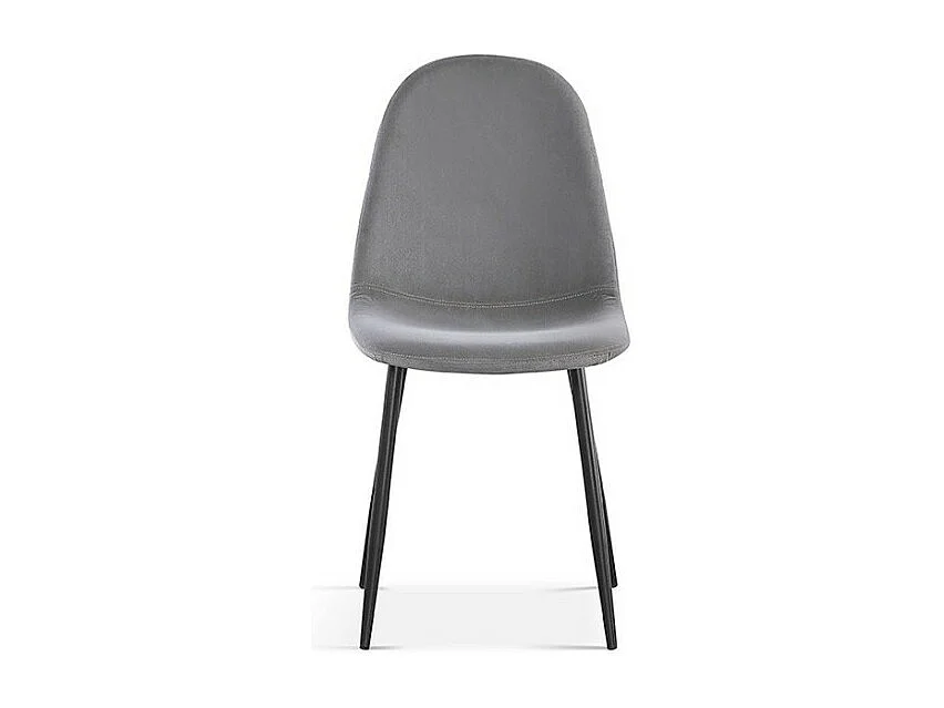Chaise BOÏ – Velours gris – Pieds métal noir – Design moderne