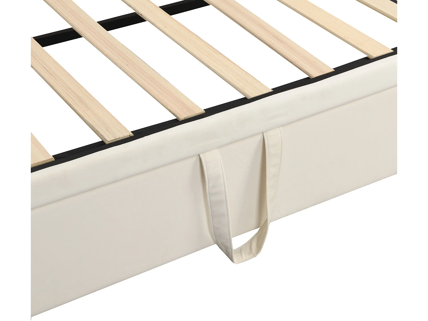 Letto estraibile in velluto con rete a doghe - 90/180x200 cm - Beige