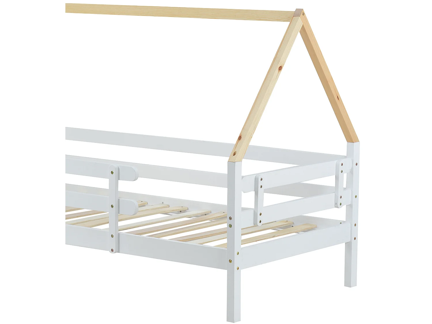 Lit gigogne 90x200cm avec sommier à lattes - lit cabane en bois massif - Blanc