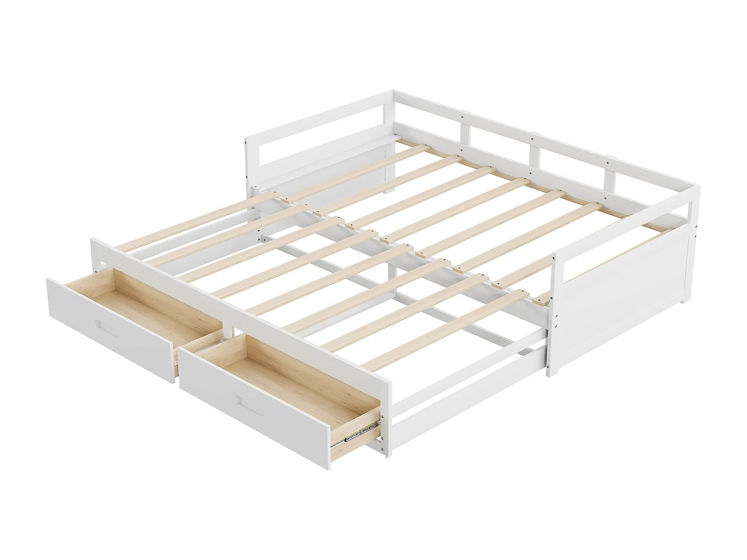 Letto estraibile in legno di pino - con cassetti - 90/180x200 cm - Bianco