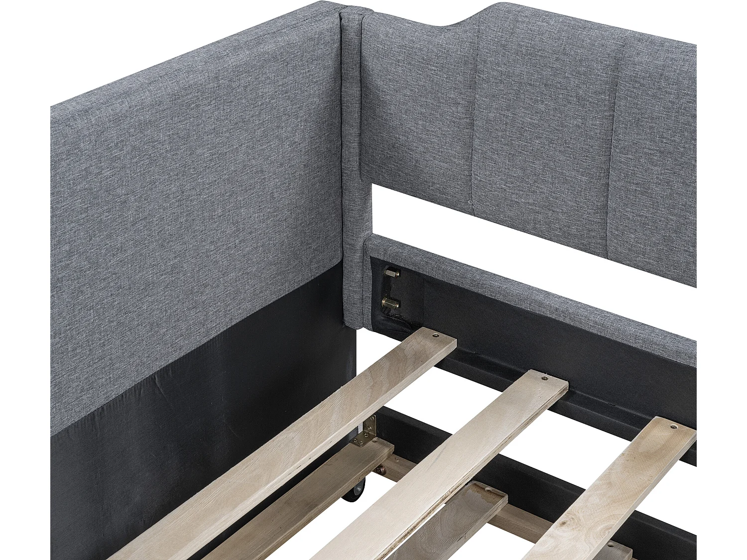 Letto estraibile 90x190/200 cm in tessuto di lino - con rete a doghe - Grigio