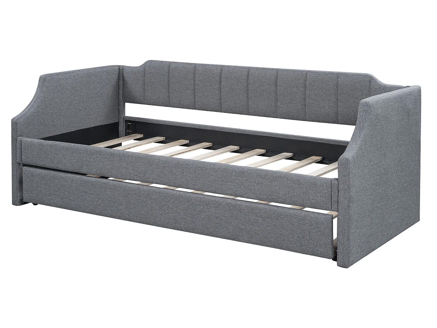 Letto estraibile 90x190/200 cm in tessuto di lino - con rete a doghe - Grigio