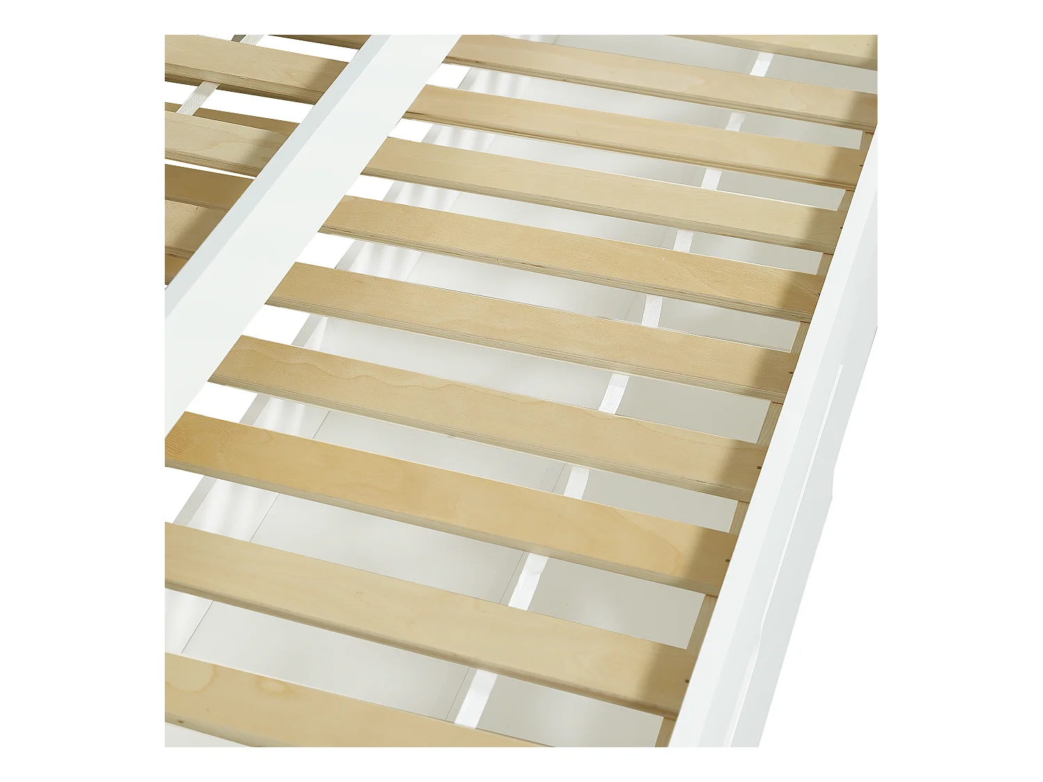 Lit gigogne avec 2 tiroirs - 200x90cm & 190x90cm - bois massif + MDF - blanc