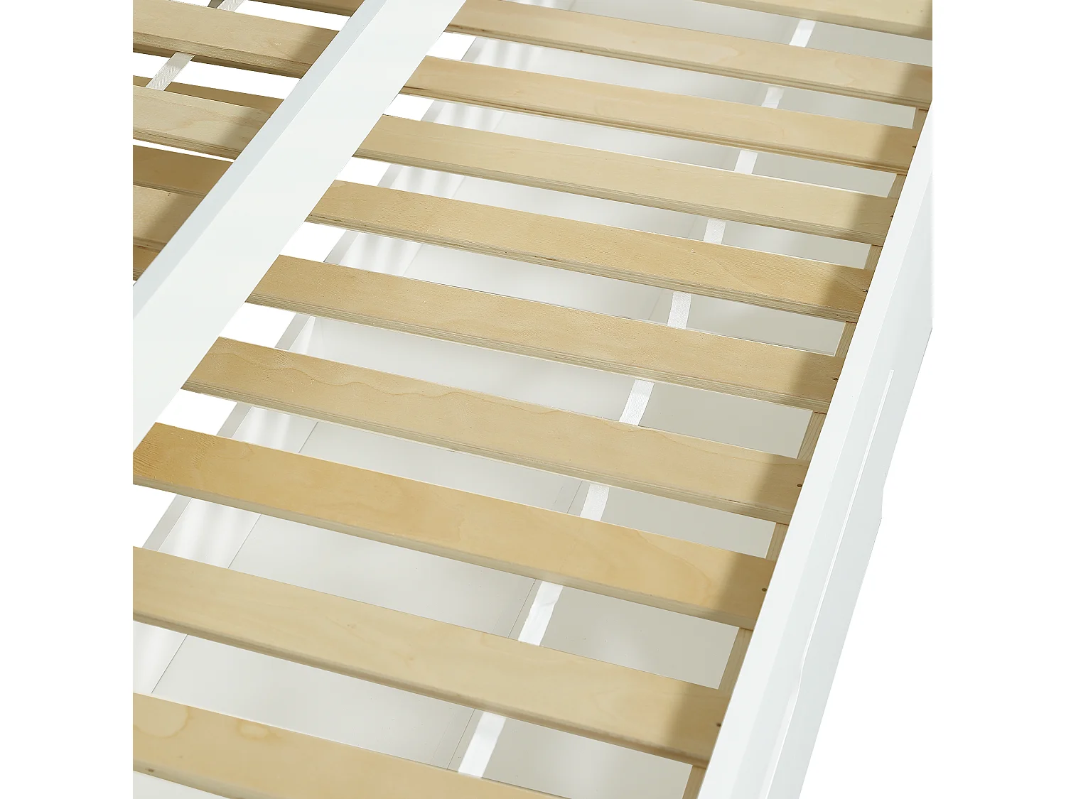 Lit gigogne avec 2 tiroirs - 200x90cm & 190x90cm - bois massif + MDF - blanc