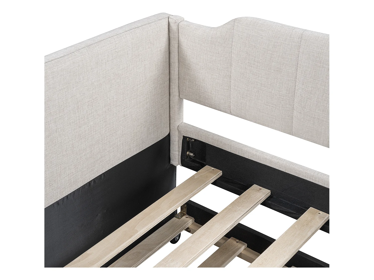 Onderschuifbed 90x190/200cm in linnenstof - met lattenbodem - Beige