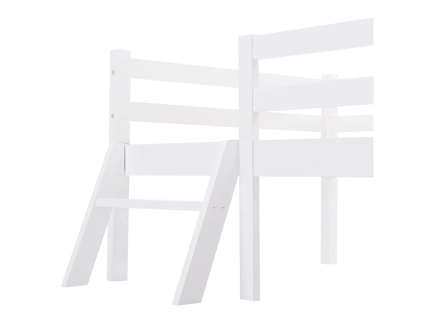 Hausbett mit Leiter + Schubladen + Absturzsicherung – 90x200cm – Massivholz – Weiß