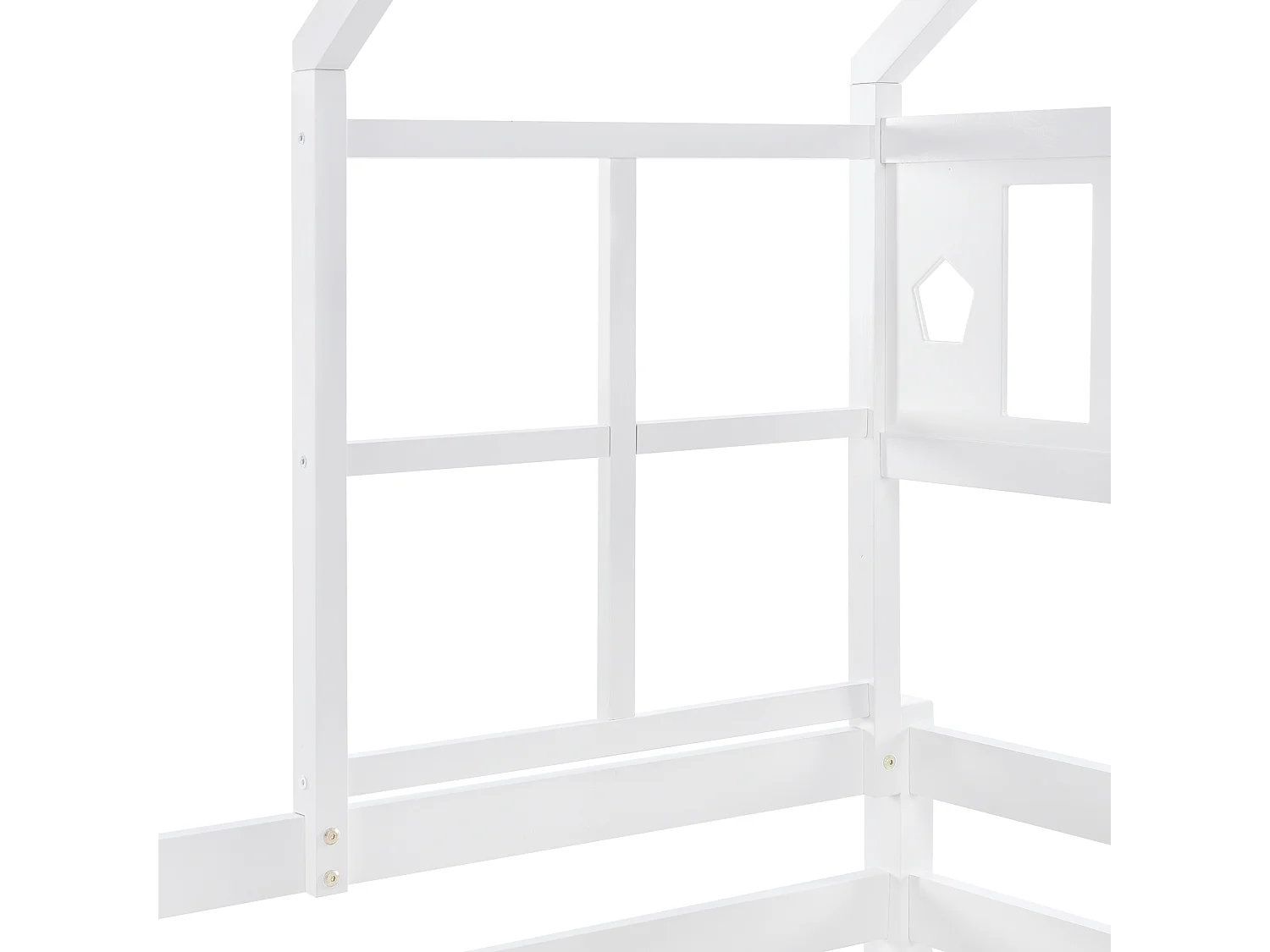 Lit cabane 90x200cm - en bois massif - avec échelle + tiroirs + protection antichute - Blanc