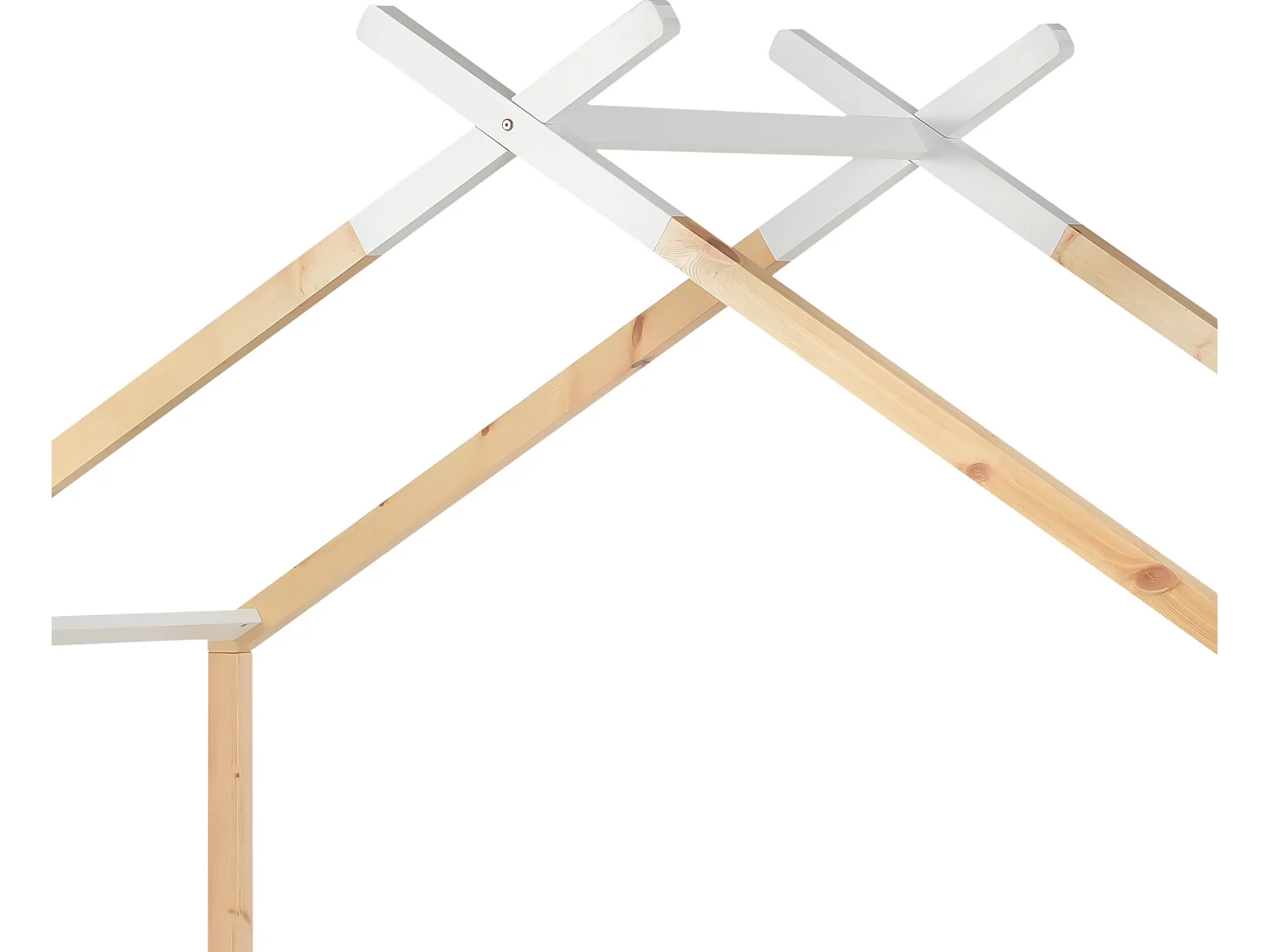 Lit cabane 90x200cm en bois massif avec 2 tiroirs - Naturel & Blanc