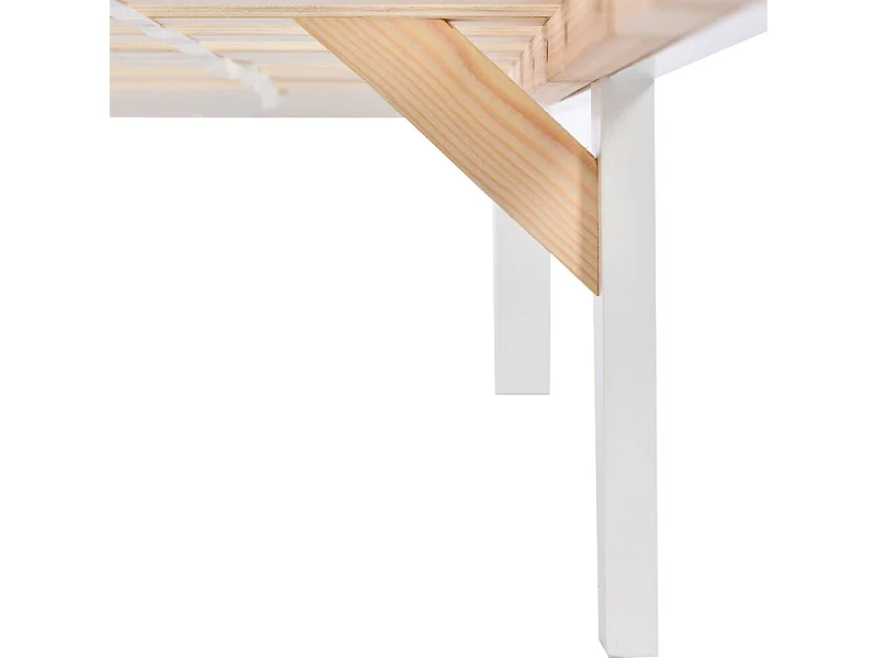 Letto a soppalco in pino massiccio - 90x200 cm - con rete a doghe - Bianco