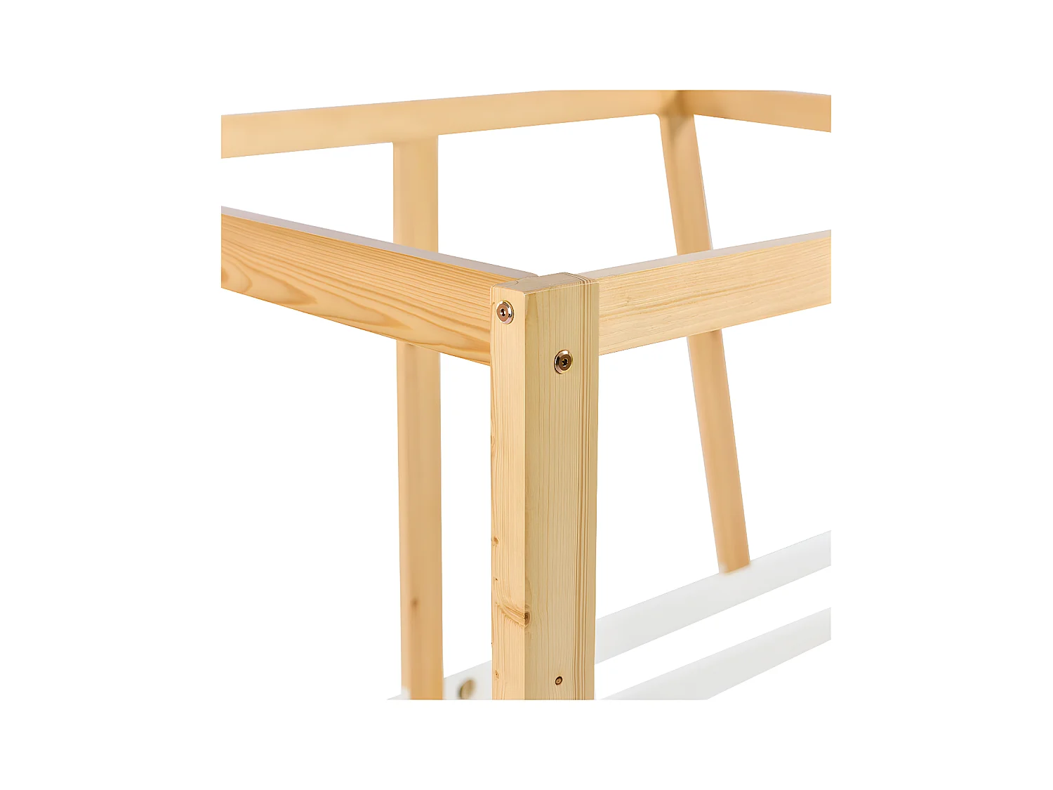 Lit enfant en pin massif 90x200cm - en forme de voiture jeep - Blanc & Naturel