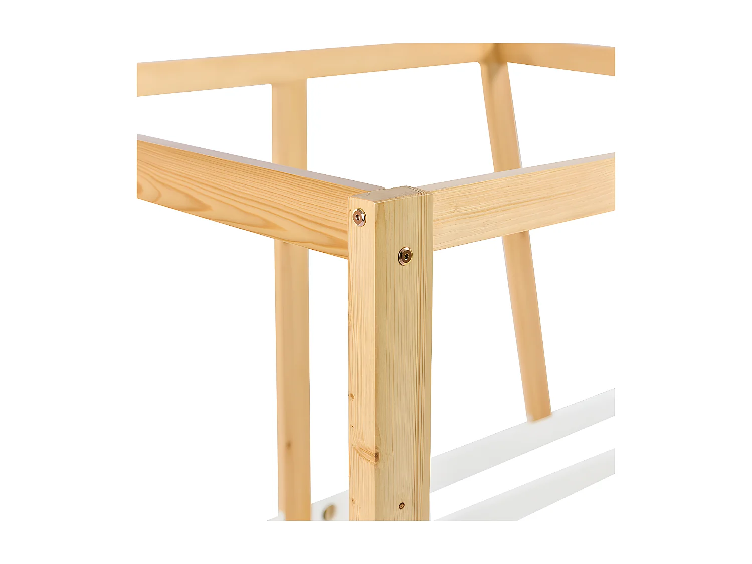 Kinderbett aus massivem Kiefernholz, 90 x 200 cm – in Form eines Jeep-Autos – Weiß und Natur