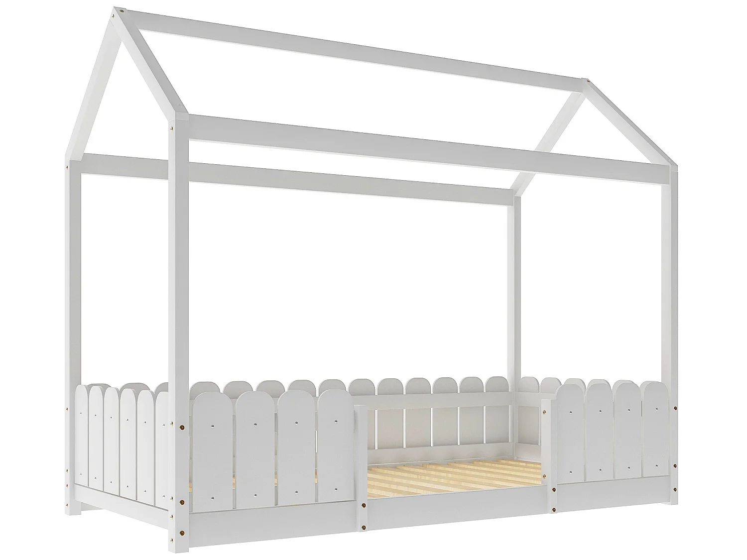 Hochbett 90x200cm aus Massivholz – mit Absturzsicherung – Weiß