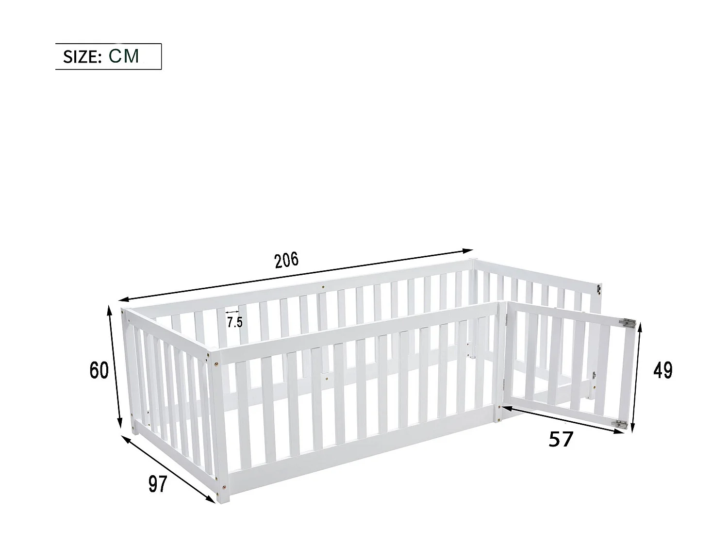 Letto per bambini 90x200 cm in legno massello con barriera di sicurezza - Bianco