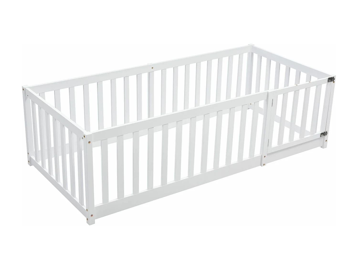 Letto per bambini 90x200 cm in legno massello con barriera di sicurezza - Bianco