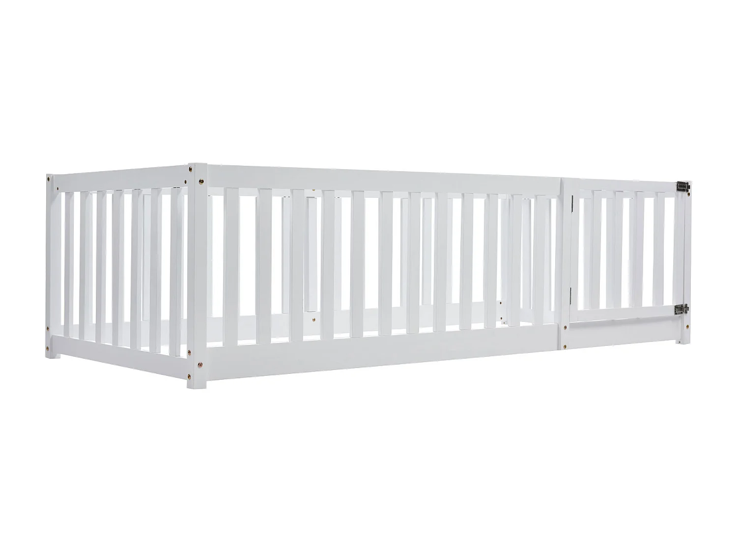 Letto per bambini 90x200 cm in legno massello con barriera di sicurezza - Bianco