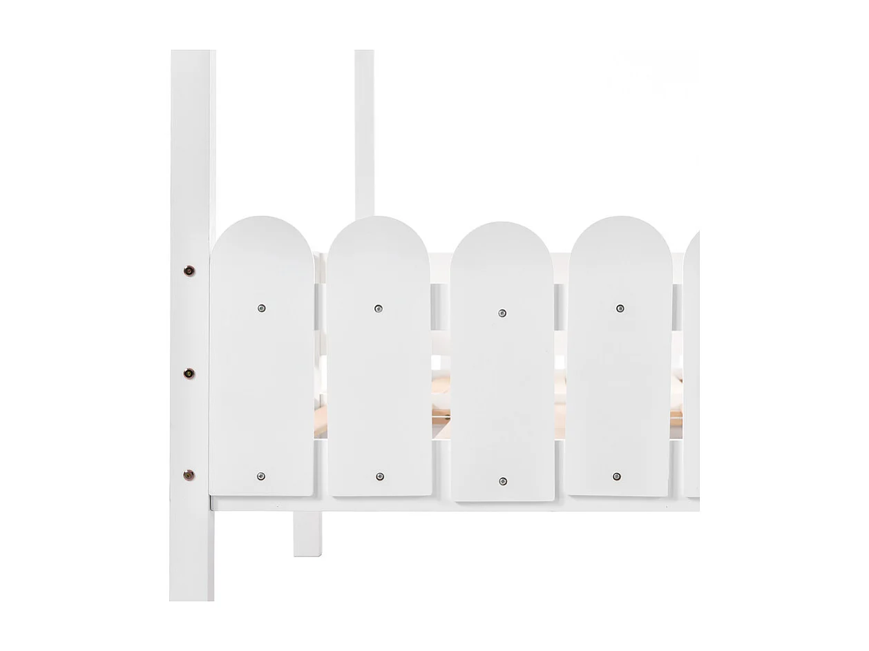 Hochbett aus massivem Kiefernholz, 2 x 90 x 200 cm – mit 2 Schubladen – Weiß