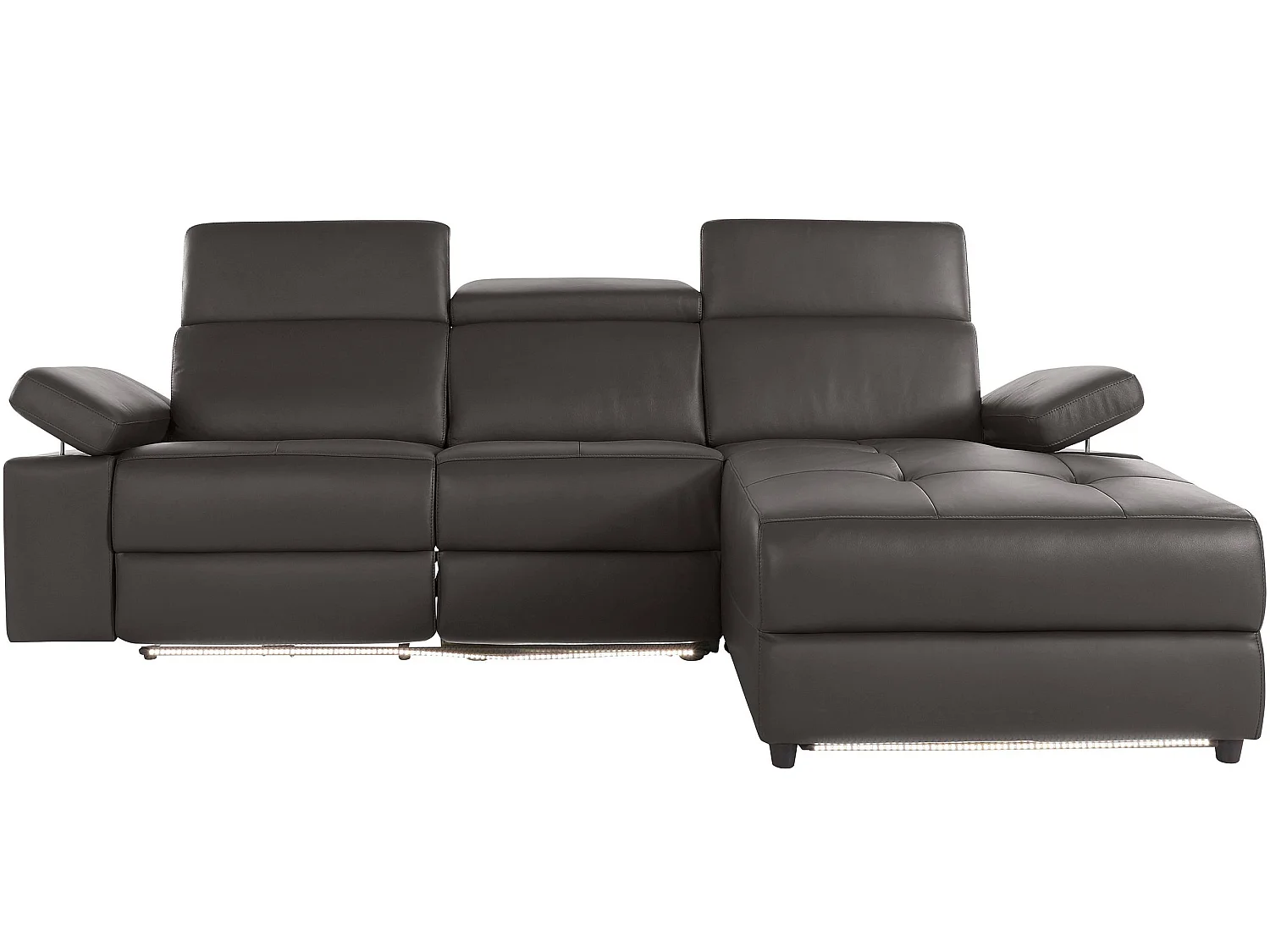 Canapé d'angle relax 3 places en simili marron RAYLAND