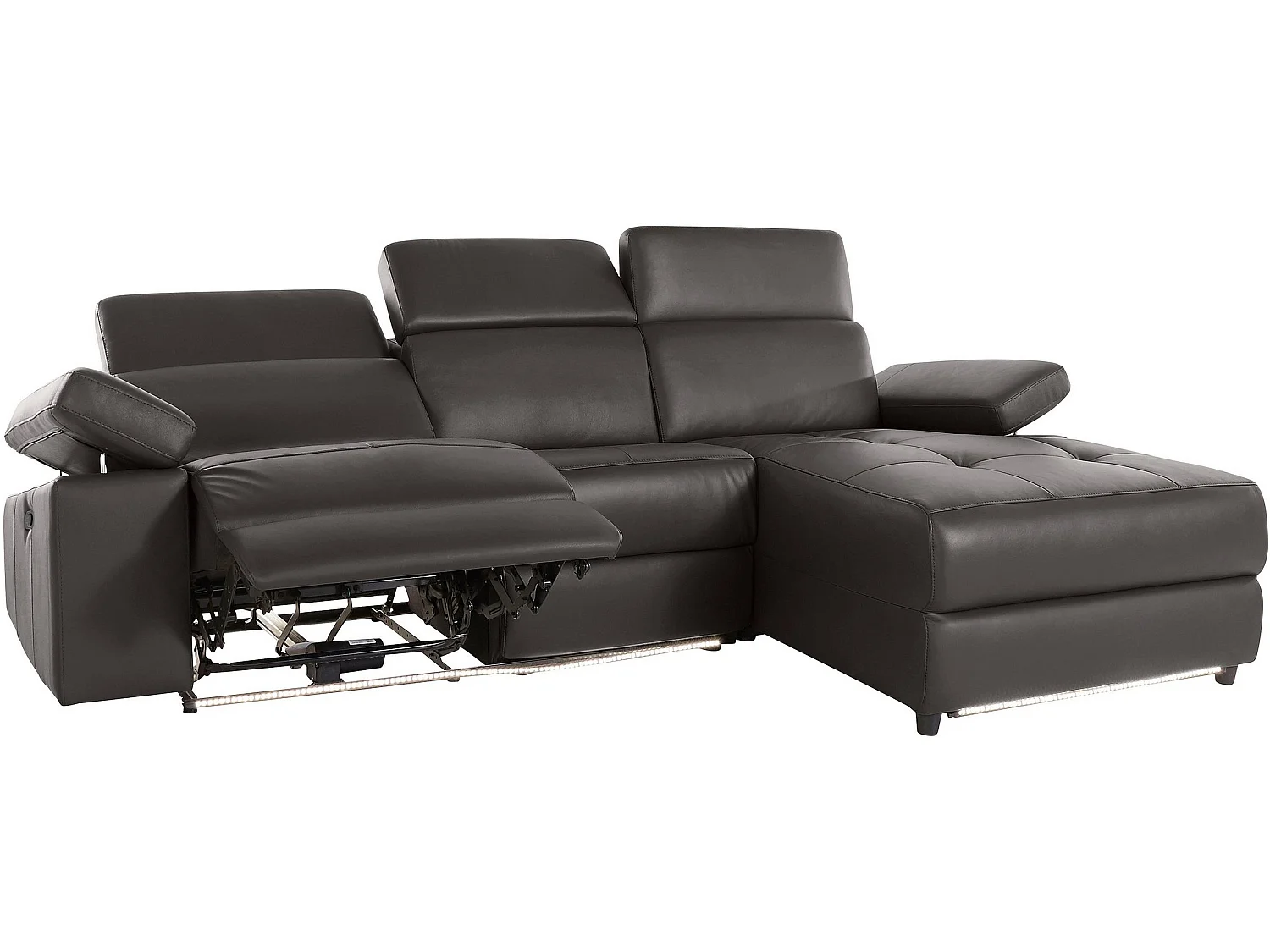 Canapé d'angle relax 3 places en simili marron RAYLAND