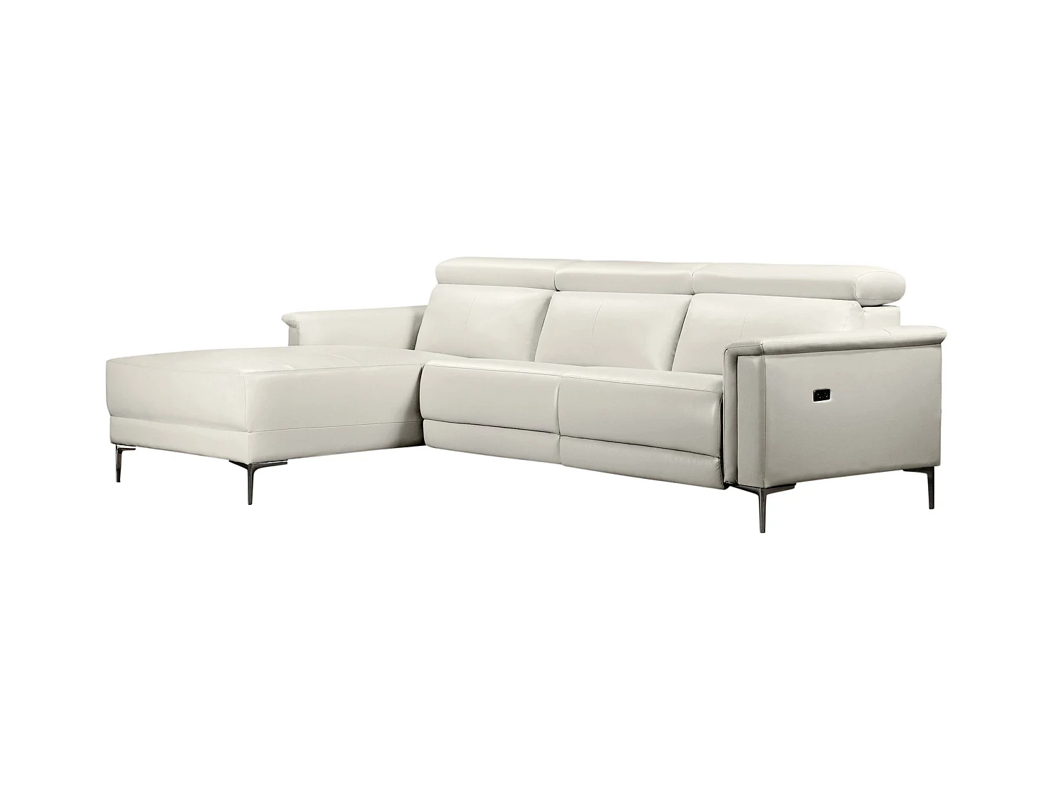 Lund|3 places 1 fauteuil inclinable gauche électrique crème