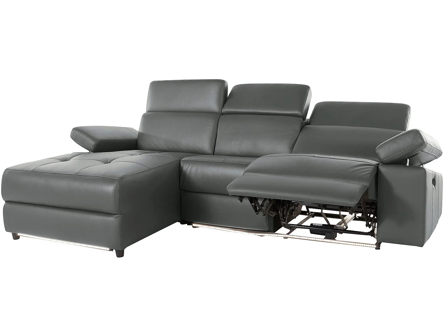 Canapé d'angle relax 3 places en simili gris RAYLAND