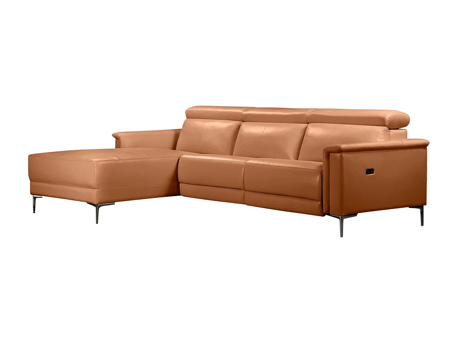 Lund|3 places 1 fauteuil inclinable à gauche électrique Cognac