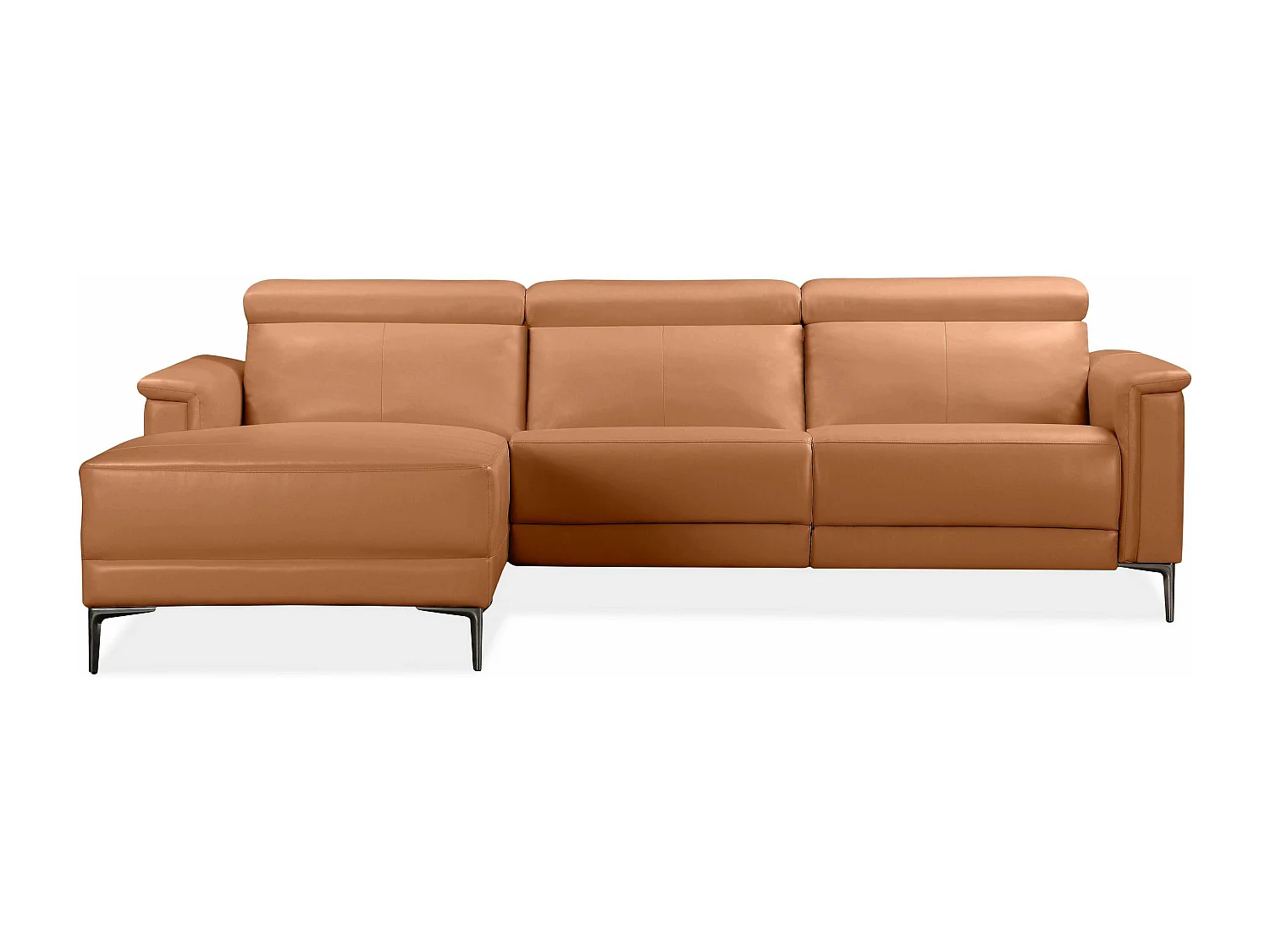 Lund|3 places 1 fauteuil inclinable à gauche électrique Cognac