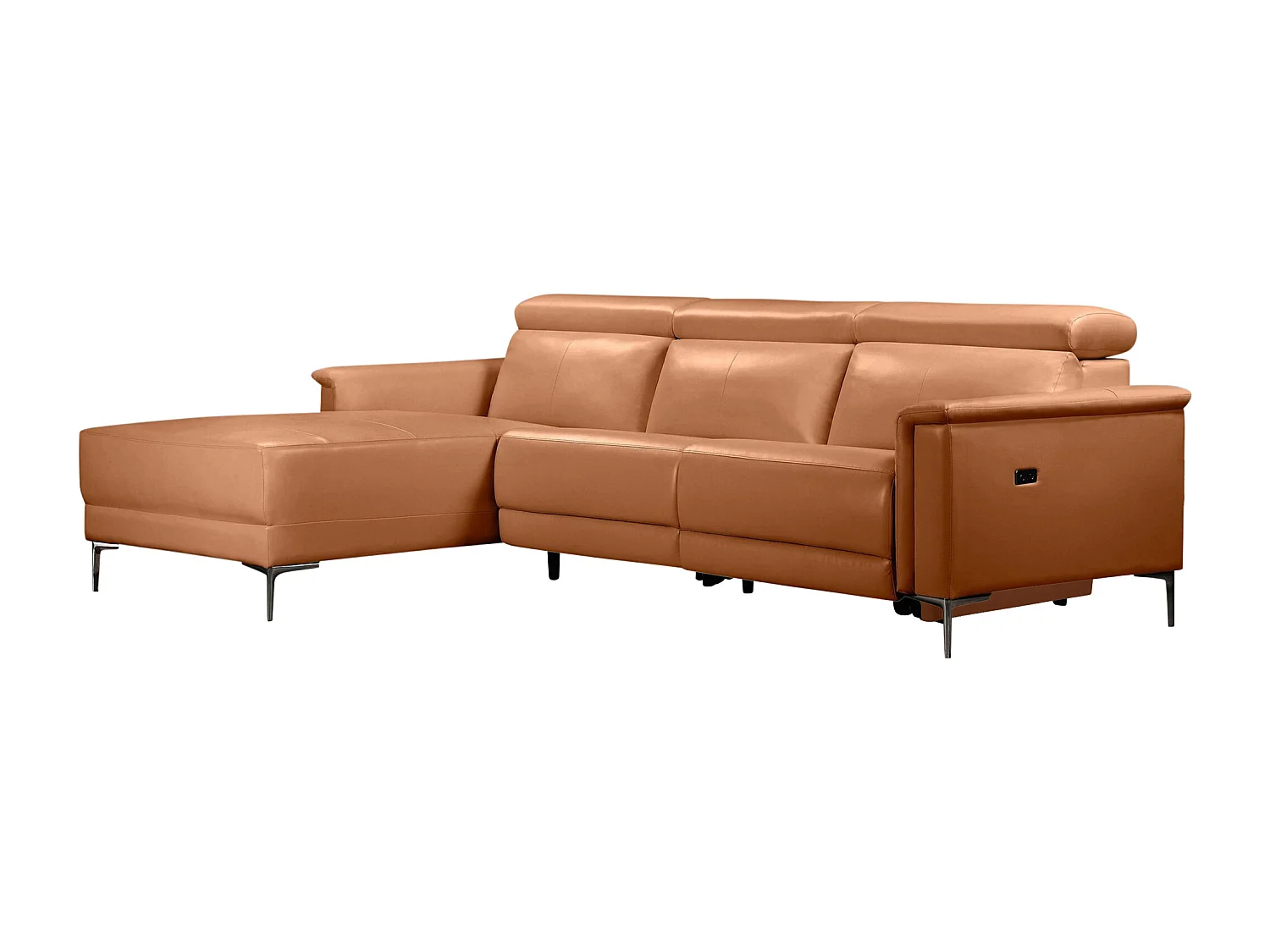 Lund | 3 places 1 fauteuil inclinable à gauche électrique Cognac