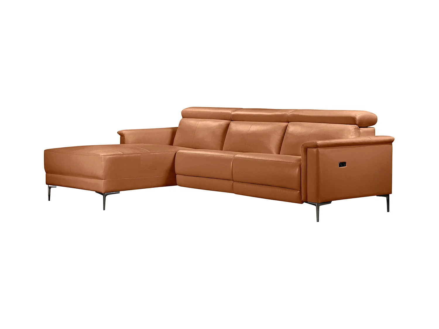 Lund|3 places 1 fauteuil inclinable à gauche électrique Cognac